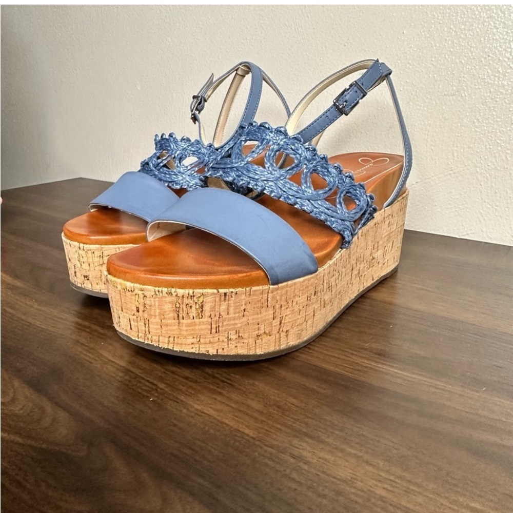 Jessica Simpson Callri blue wedge sandals size 10